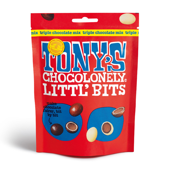 Tony's Chocolonely Littl' Bits Triple Chocolate mix pouch 