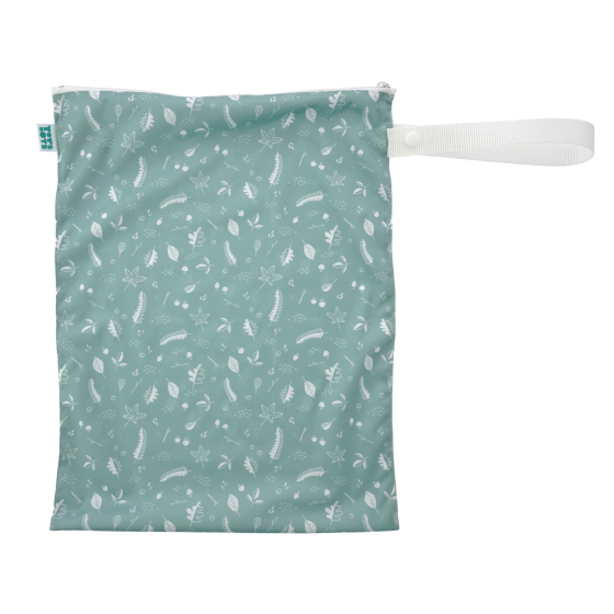 Tots bots PUL wet nappy bag in the forest floor print on a white background