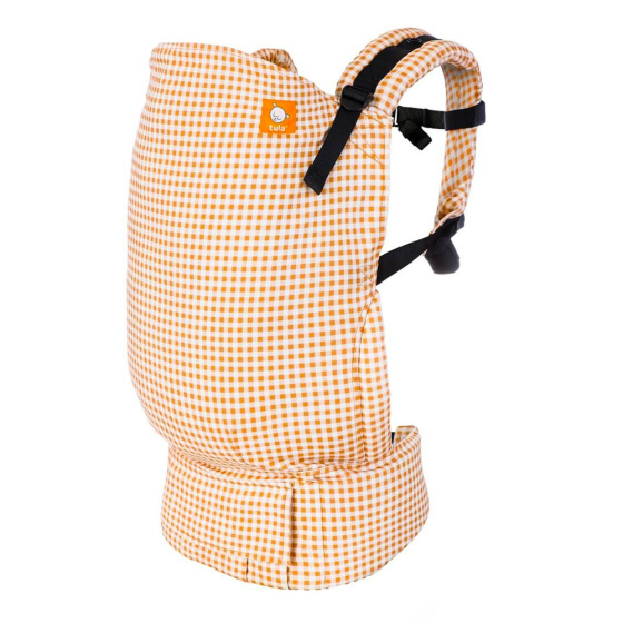 Tula soft structured toddler carrier in the fawn gingham colour on a white background