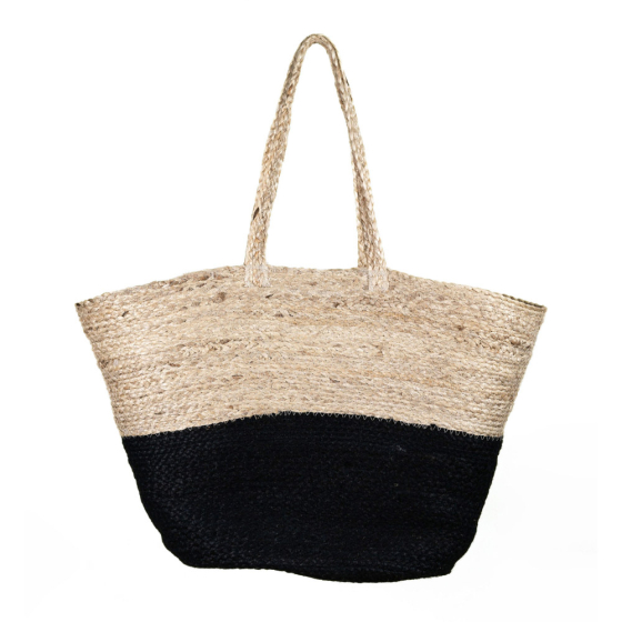 Turtle Bags eco-friendly black natural woven jute basket on a white background