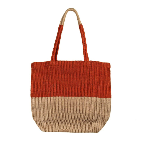 Turtle Bags paprika block colour jute tote bag on a white background