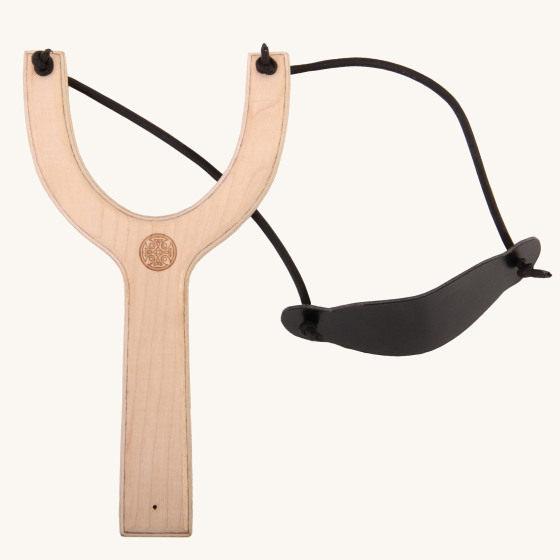 Vah Wooden Slingshot with Paper Balls pictured on a plain background 