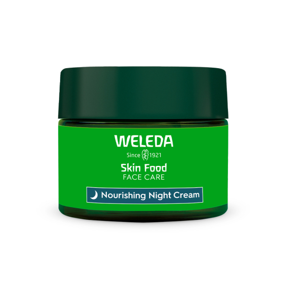 Weleda Skin Food Nourishing Night Cream in a 40ml pot pictured on a plain background 