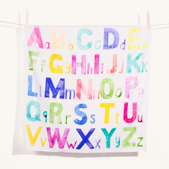 Wonderie Learning Cloth - From A to Z alphabet design pictured on a plain background 
