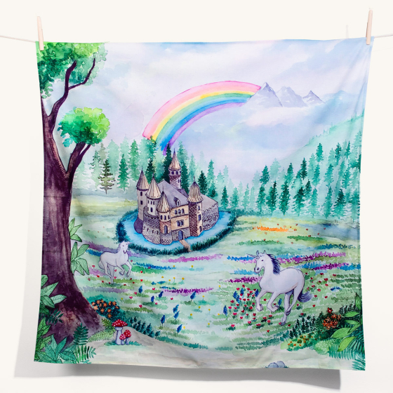 Wonderie Play Cloth - Enchanted Kingdom design pictured on a plain background
