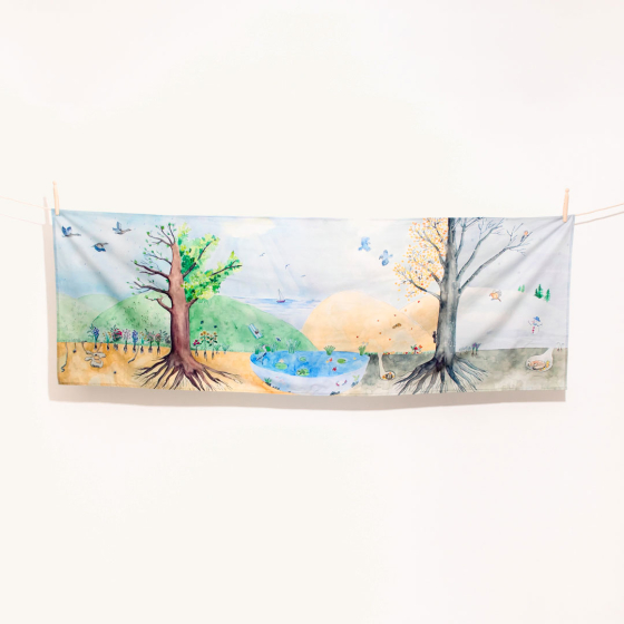 Wonderie Giant Play Cloth - A Walk Through the Seasons design pictured on a plain background