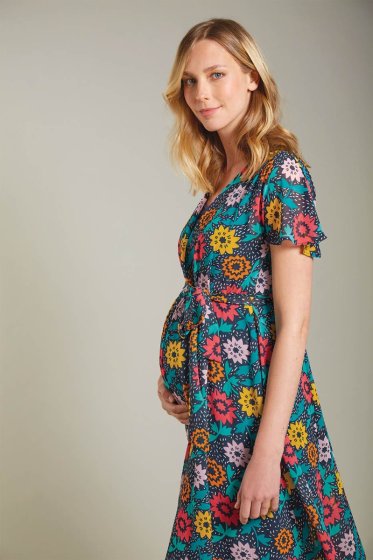 Frugi Adult Dotty Dahlias Maternity & Nursing Isobel Dress