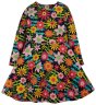 navy blue long sleeve sofia skater dress with colourful dahlia print from frugi