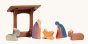 Ostheimer wooden manger with Christmas nativity figures and animals