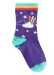 frugi organic socks purple with uncicorns on