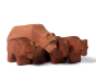 Bumbu plastic free wooden bear figures lined up on a white background