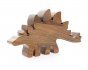 O-WOW handmade walnut stegosaurus toy on a white background