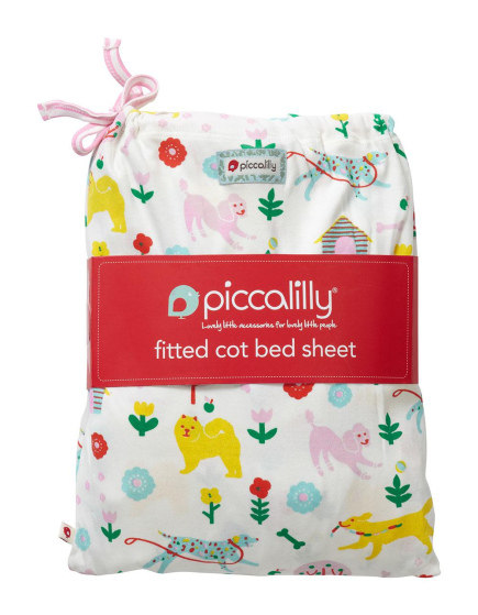 Piccalilly Dogs Day Cot Bed Sheet in a Bag