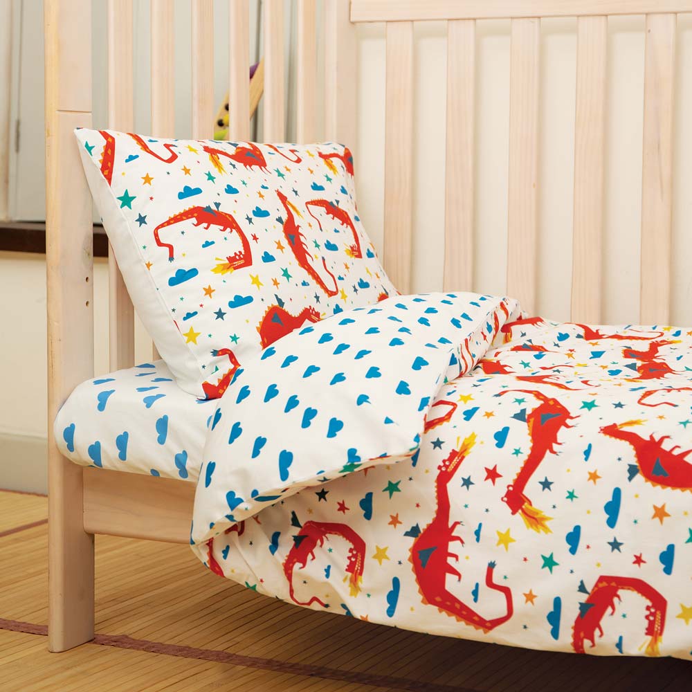 Frugi Multi Dragon Dreams Cuddle Up Cot Bed Duvet Set