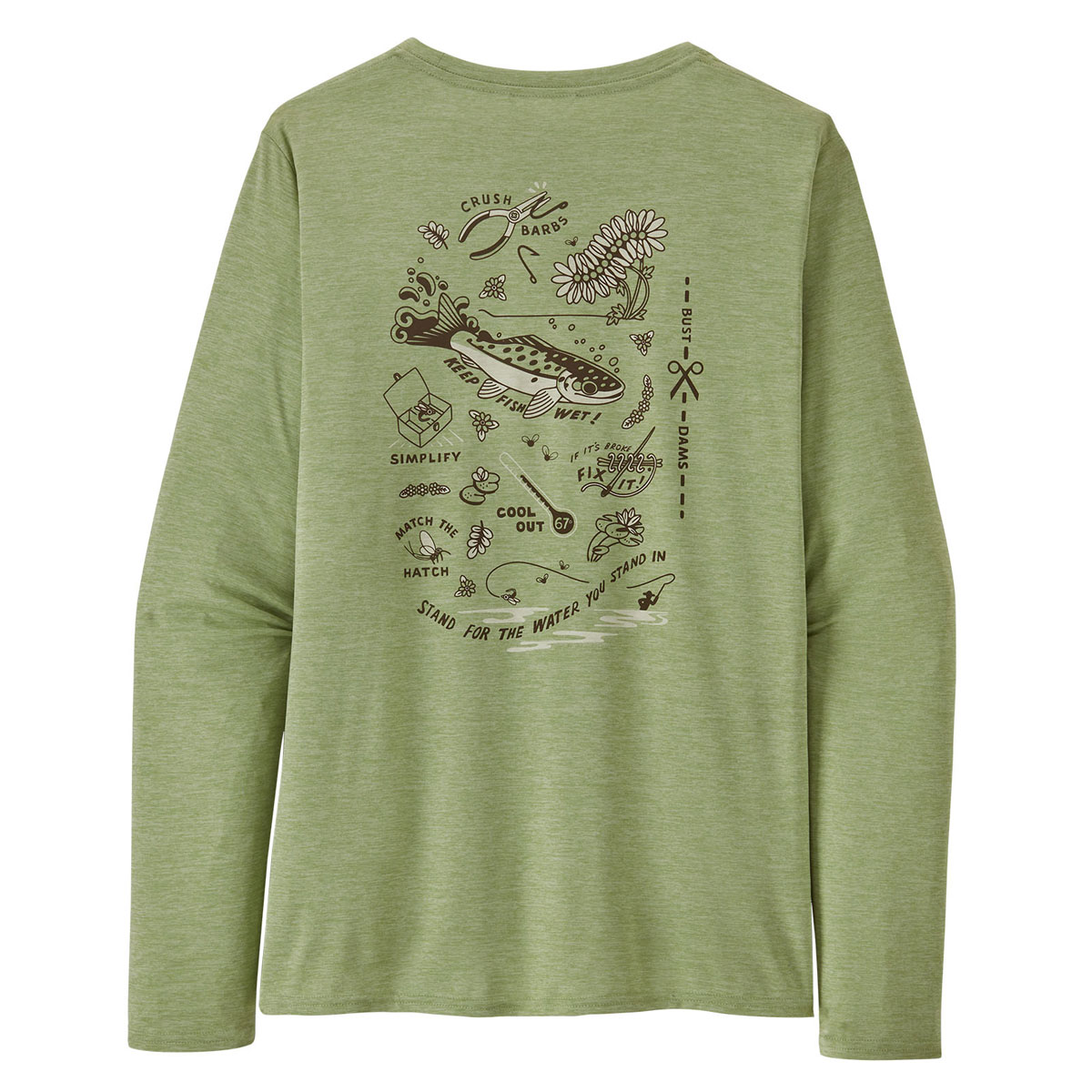 Patagonia Women's Long Sleeved Capilene Cool Daily Graphic Shirt - Salvia  Green X-Dye