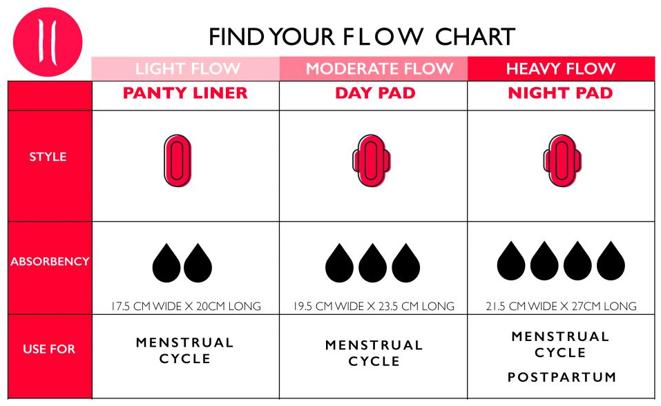 hey girls disposable pads flow guide