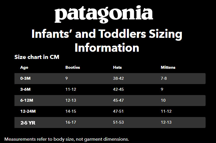 patagonia hats gloves size guide