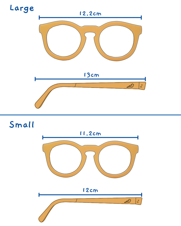 Bird children's Birdies glasses size guide