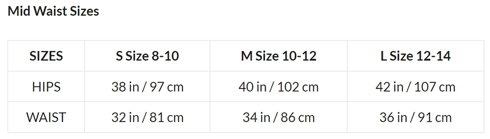 hey girls period pants mid waist size guide