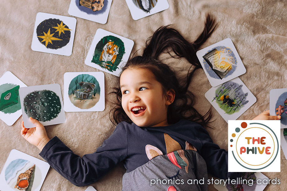 the phive story telling cards picture of child surrounded by phive cards link to brand page